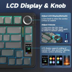 AULA S75 Pro 75% Hot Swappable RGB Backlit Tri Mode Gaming Keyboard Gradient Grey Side-Engraved – Star Vector Switch