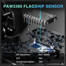 AULA SC680 Tri-Mode PAW3395 Sensor, Adjustable 26000 DPI Wireless Gaming Mouse Black