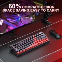 AULA WIN60 HE Max 60% Wired Hall Effect Gaming Keyboard – Black/Red (Wing Chun Switch)