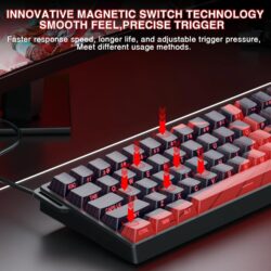 AULA WIN60 HE Max 60% Wired Hall Effect Gaming Keyboard – Black/Red (Wing Chun Switch)