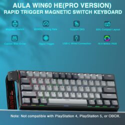 AULA WIN60 HE Pro 60% Wired Hall Effect Gaming Keyboard – Light Grey/Dark Grey (Meteor Switch)