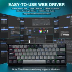 AULA WIN60 HE Pro 60% Wired Hall Effect Gaming Keyboard – Light Grey/Dark Grey (Meteor Switch)