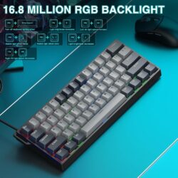 AULA WIN60 HE Pro 60% Wired Hall Effect Gaming Keyboard – Light Grey/Dark Grey (Meteor Switch)