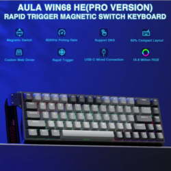 AULA WIN68 HE Pro Wired Magnetic Keyboard Grey – Wing Chun Magnetic Switch