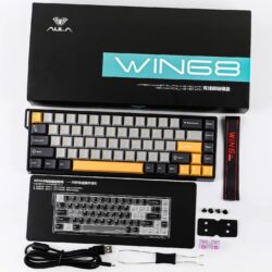 AULA WIN68 HE Max 65% Wired Hall Effect Gaming Keyboard – Grey/Yellow/Black (Wing Chun Switch)