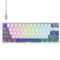 AULA WIN60 HE Max 60% Wired Hall Effect Gaming Keyboard – White/Grey/Blue (Wing Chun Switch)
