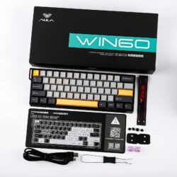AULA WIN60 HE Max 60% Wired Hall Effect Gaming Keyboard – Grey/Yellow/Black (Wing Chun Switch)