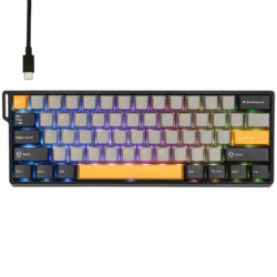 AULA WIN60 HE Max 60% Wired Hall Effect Gaming Keyboard – Grey/Yellow/Black (Wing Chun Switch)