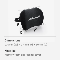 AndaSeat Memory Foam Head Pillow with Adjustable Elastic Strap Black Fabric