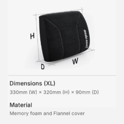 AndaSeat XL Memory Foam Lumbar Pillow Black Fabric