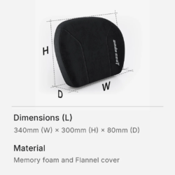 AndaSeat L Memory Foam Lumbar Pillow Black Fabric