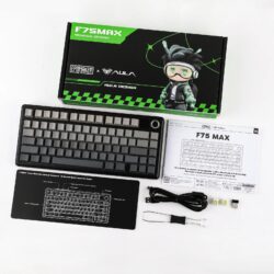 AULA F75 MAX Tri-Mode Mechanical Keyboard with TFT Screen Gradient Grey Side-Engraved Keycaps Reaper Switch