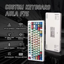 AULA F75 75% Gasket Wireless Mechanical Keyboard Comic keycap Reaper Switch