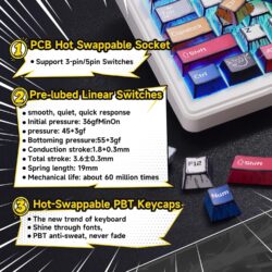 Aula F99 Pro Mechanical Keyboard Comic Keycap Star Vector Switch