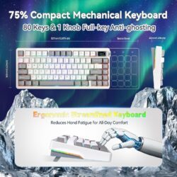 AULA NOVA75 Smart Mechanical Keyboard White + Grey – Star Vector Switch