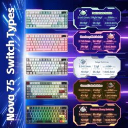 AULA NOVA75 Smart Mechanical Keyboard White + Grey – Star Vector Switch