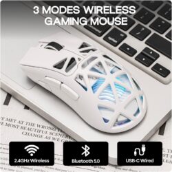 Aula SC620 2.4G/USB-C/BT, Adjustable 12,000 DPI, PAW3311 Sensor Wireless Gaming Mouse White