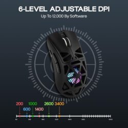 Aula SC620 2.4G/USB-C/BT, Adjustable 12,000 DPI, PAW3311 Sensor Wireless Gaming Mouse Black