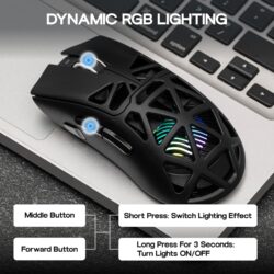 Aula SC620 2.4G/USB-C/BT, Adjustable 12,000 DPI, PAW3311 Sensor Wireless Gaming Mouse Black