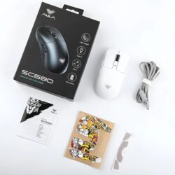 AULA SC680 Tri-Mode PAW3395 Sensor, Adjustable 26000 DPI Wireless Gaming Mouse White