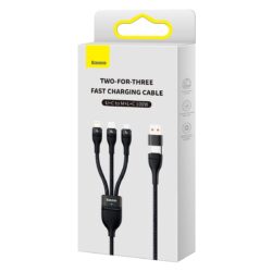 Baseus Flash Series II 100W Fast Charging Multi Cable 3 in 2 Cable | Type-C + USB-A To Type C + Lightning + Micro USB 1.2M - Black - Image 7