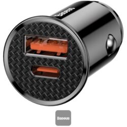 BASEUS 30W USB TYPE C+U CAR CHARGER BLACK - Image 3