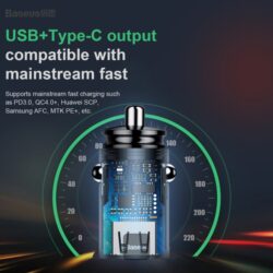 BASEUS 30W USB TYPE C+U CAR CHARGER BLACK - Image 4