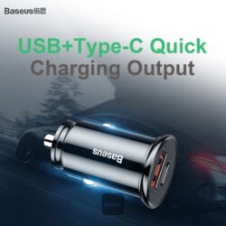 BASEUS 30W USB TYPE C+U CAR CHARGER BLACK - Image 6