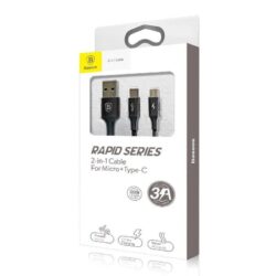 BASEUS RAPID 2IN1 USB TO MICRO+TYPE C CABLE 1M - Image 6