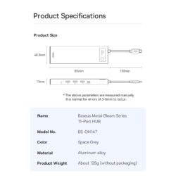 Baseus 11 Port HUB Metal Gleam Series B00030709811-00 - Image 12