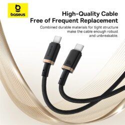 Baseus Dura Series Fast Charging Cable Type-C to Type-C 100W 1m Gold+Black - Image 8