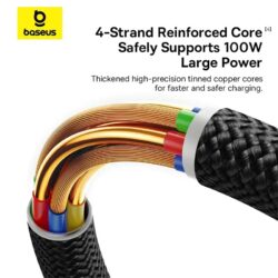 Baseus Dura Series Fast Charging Cable Type-C to Type-C 100W 1m Gold+Black - Image 9