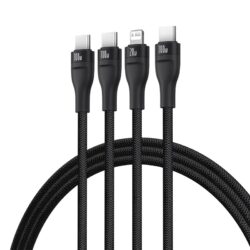 Baseus Flash Series 3 One- for-three Fast Charging Cable Type-C to C+C+L 100W 1.5m Cluster Black - Image 2