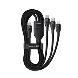 Baseus Flash Series 3 One- for-three Fast Charging Cable Type-C to C+C+L 100W 1.5m Cluster Black - Image 3