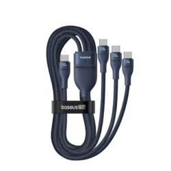 Baseus Flash Series 3 One- for-three Fast Charging Cable Type-C to C+C+C 100W 1.5m Deepsea Blue - Image 5
