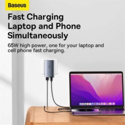 Baseus GaN5 Pro Ultra-Slim Fast Charger C+U 65W (Overseas Edition) Gray - Image 6