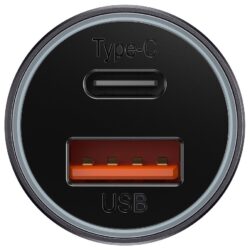 Baseus Golden Contactor Max Fast Car Charger USB + USB Type C 60 W Quick Charge Dark Grey (CGJM000113) - Image 5