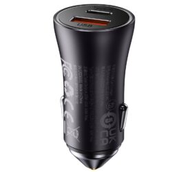 Baseus Golden Contactor Max Fast Car Charger USB + USB Type C 60 W Quick Charge Dark Grey (CGJM000113) - Image 2
