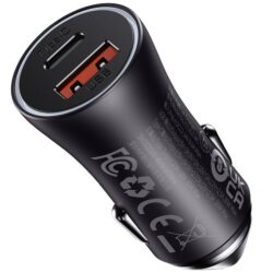 Baseus Golden Contactor Max Fast Car Charger USB + USB Type C 60 W Quick Charge Dark Grey (CGJM000113) - Image 3
