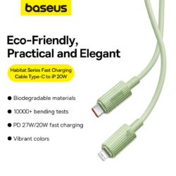 Baseus Habitat Series Fast Charging Cable Type-C to iP 20W 2m Natural Green - Image 5