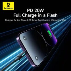 Baseus Lit Button-Control Fast Charging Data Cable USB-C to iP 20W 2m - Image 8