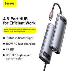 Baseus Metal Gleam Series 8 in 1 Type-C Multifunctional Hub CAHUB-CV0G - Image 10
