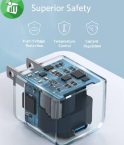 Baseus Palm Fast Charger 1C 20W US Cluster Black (with Baseus Mini White Cable USB-C to USB-C 60W) - Image 2