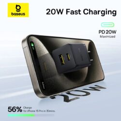 Baseus Palm Fast Charger C+U 20W US Cluster Black - Image 3