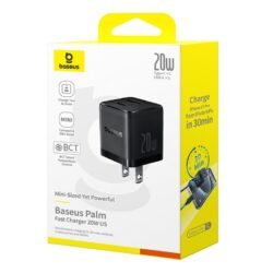 Baseus Palm Fast Charger C+U 20W US Cluster Black - Image 4