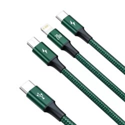 Baseus Rapid Series 3-In-1 Fast Charging Data Cable Type-C To M+L+C PD 20w 1.5M - Green - Image 6