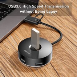 Baseus Round Box HUB Adapter 4-in-1 with Type-C Hub Cable (CAHUB-G01) - Image 3