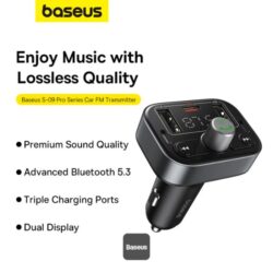 Baseus S-09 Pro Series Car FM Transmitter Cluster Black - Image 5