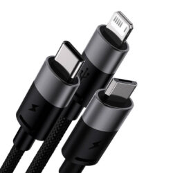 Baseus StarSpeed One-for-Three Fast Charging Cable USB-A to M+L+C 100W 1.5m Cluster Black - Image 2