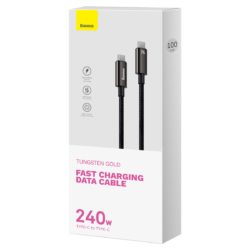 Baseus Tungsten Gold Fast Charging Data Cable Type-C to Type-C 240W 2m Black - Image 9